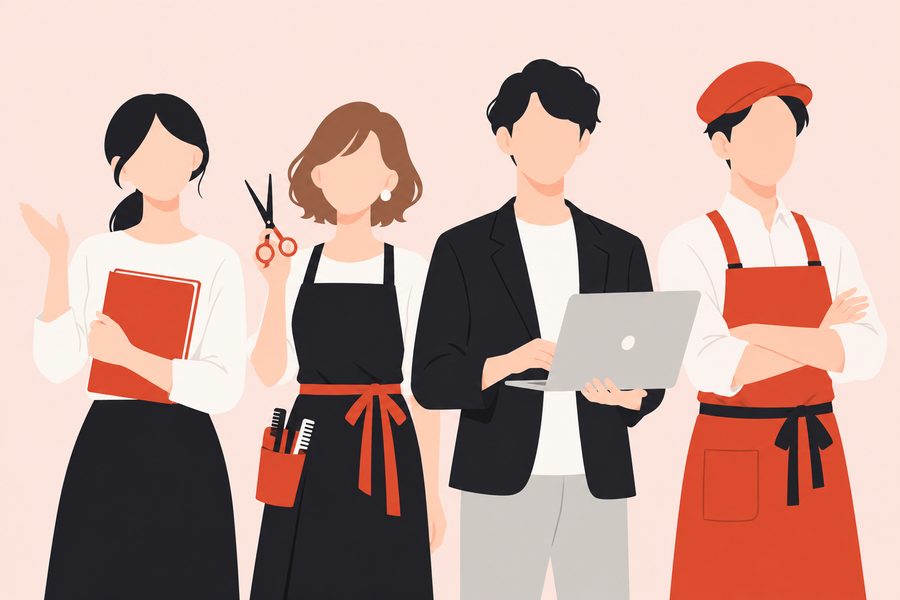 さまざまな業種の事業者のイラスト